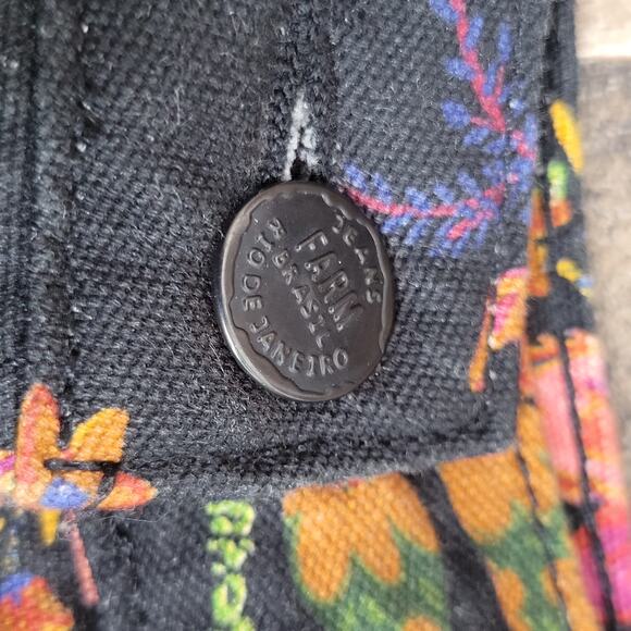 Farm Rio Anthropologie Quilted Mini Skirt Small‎ Black Pink Floral Birds Boho - Picture 2 of 11